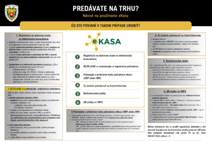 Informačný plagát o nových pravidlách pre predajcov na jarmokoch v Holíči týkajúcich sa používania virtuálnej registračnej pokladnice eKasa.
