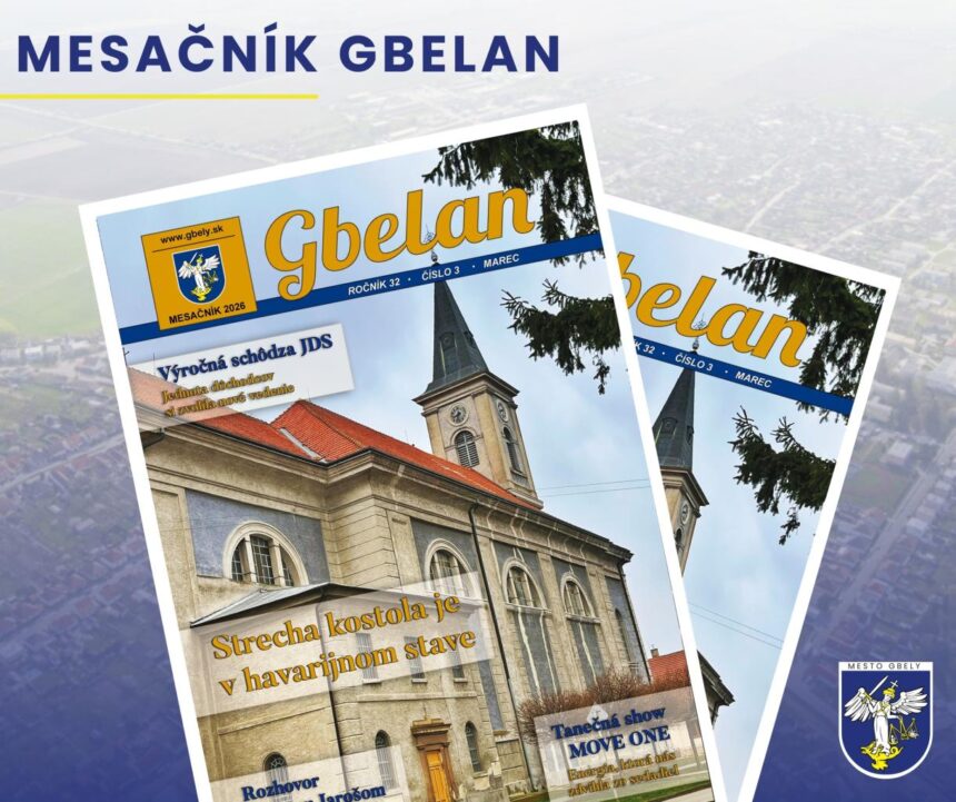 Obálka marcového vydania mesačníka Gbelan s informáciami o výročnej schôdzi Jednoty dôchodcov na Slovensku, havarijnom stave strechy kostola a rozhovorom s Jaroslavom.