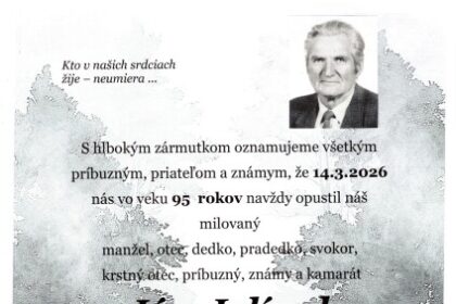 Parte s oznámením o úmrtí Jána Jelínka zo Senice, ktorý zomrel vo veku 95 rokov, s informáciami o poslednej rozlúčke na cintoríne v Hlbokom.