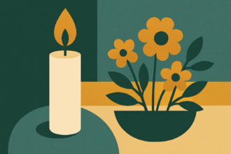 Ilustrácia sviečky a kvetu ako pietny symbol pre oznámenie úmrtia Dalibora Hanzlúvku z Holíča