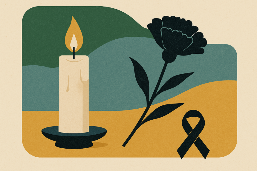Ilustrácia sviečky a kvetu ako symbolu smútku a rozlúčky v Záhorí