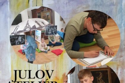 Ilustrácia z programu Julov ateliér v Záhorskom múzeu v Skalici, zobrazuje výtvarné dielo a umelecké aktivity.