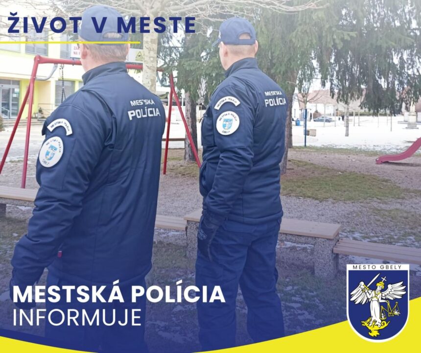 Informačný plagát Mestskej polície Gbely s textom o varovaní pred podvodnými telefonátmi, obsahuje logo mesta Gbely.