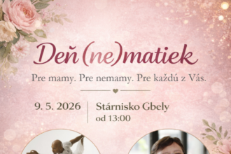 Plagát podujatia Deň (ne)matiek v Gbeloch s dátumom 9. mája 2026, miestom Stárnisko Gbely a programom pre ženy všetkých generácií.
