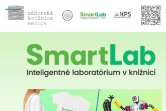 Plagát podujatia SmartLab v Záhorskej knižnici v Senici s informáciami o dátumoch a aktivitách v máji.