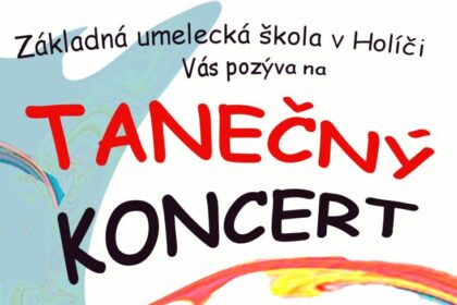 Plagát tanečného koncertu Základnej umeleckej školy v Holíči, ktorý sa uskutoční 5. júna 2026 v amfiteátri v Holíči, s informáciami o čase a dobrovoľnom vstupe.