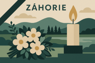 Ilustrácia sviečky a kvetov ako pietny symbol pre nekrológ pani Anny Švrčkovej z Gbiel