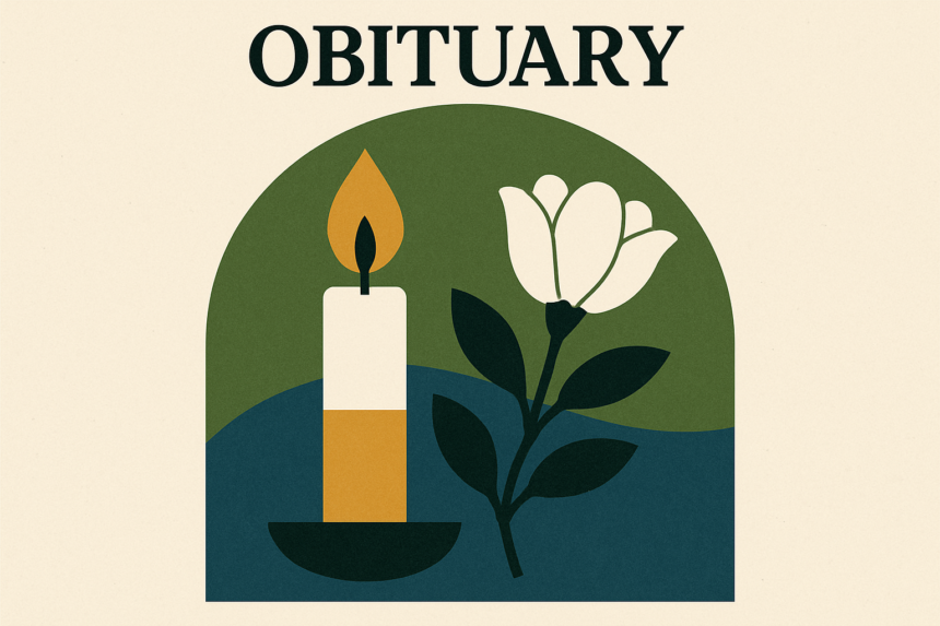 Ilustrácia sviečky a kvetu ako symboly spomienky a úcty v pietnej grafike.