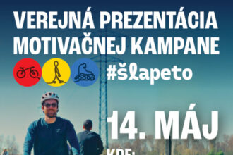 Pozvánka na verejnú prezentáciu motivačnej kampane #šlapeto v Senici, ktorá sa uskutoční 14. mája od 15:00 do 17:00 v priestoroch DAV na Sadovej ulici.