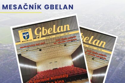 Obálka letného dvojčísla mesačníka Gbelan s témami Medzinárodného dňa detí, 40. výročia ZUŠ Gbely a obnovy kinosály v Gbeloch.