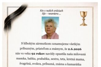 Oznámenie o úmrtí Emílie Kuchtovej, rod. Havlíkovej, so základnými údajmi o úmrtí a poslednej rozlúčke v Dome smútkov v Senici.