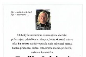 Oznámenie o úmrtí Emílie Oslejovej z Jablonice s informáciami o poslednej rozlúčke v Dome smútkov v Jablonici.