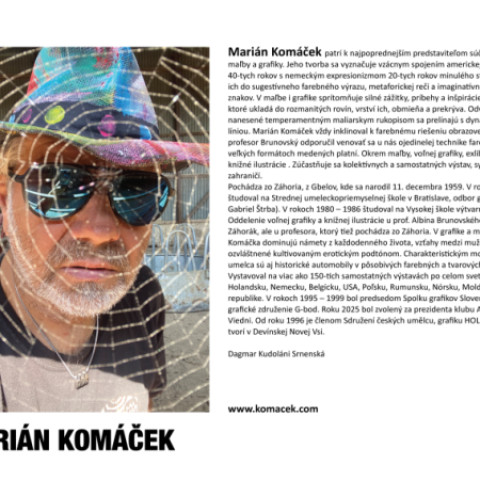 Portrét akad. maliara Mariána Komáčka, významného slovenského výtvarníka, na neutrálnom pozadí.