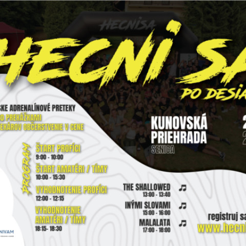 Účastníci pretekov Hecni sa na Kunovskej priehrade v Senici prekonávajú prekážku počas pretekov v predošlom ročníku.
