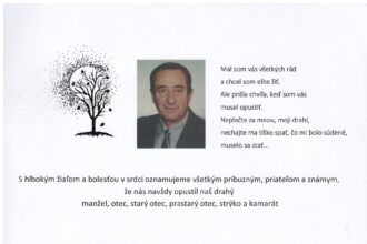 Parte PhDr. Jozefa Kováča s informáciami o úmrtí a poslednej rozlúčke v Dome smútkov v Skalici.