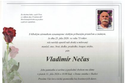 Parte so smútočným oznámením o úmrtí Vladimíra Nečasa zo Skalice.