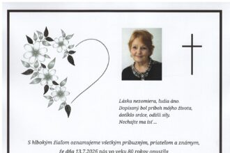 Parte zosnulej Terézie Vargovej zo Skalice s údajmi o poslednej rozlúčke.