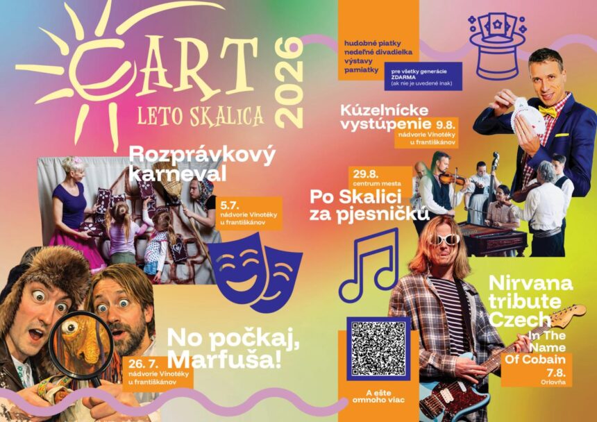 Plagát festivalu ARTleto v Skalici s programom koncertov, divadiel a výstav počas leta 2026.