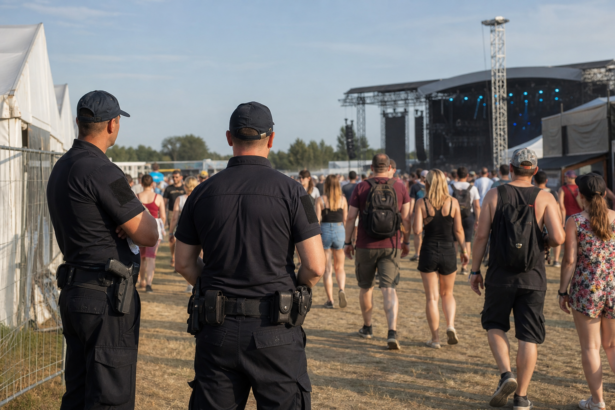Policajti dohliadajú na bezpečnosť na festivale pri Holíči.