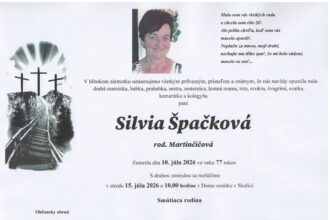 Smútočné oznámenie o úmrtí Silvie Špačkovej zo Skalice.