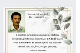 Smútočné oznámenie o úmrtí Vladimíra Chocholáčka zo Senice.