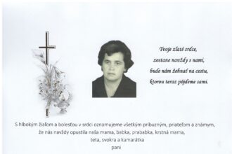 Smútočné oznámenie pre Máriu Kubovičovú zo Skalice.