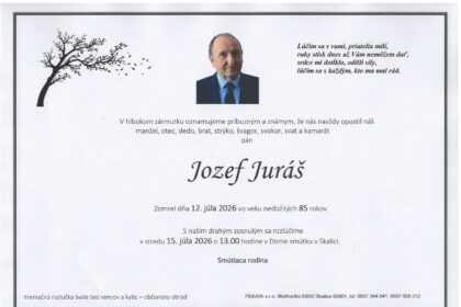 Smútočné oznámenie za Jozefa Juráša zo Skalice.