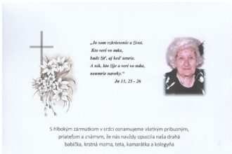 Smútočné oznámenie za Oľgu Bellayovú zo Skalice