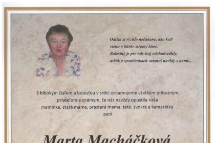 Smútočné parte Marty Macháčkovej zo Skalice.