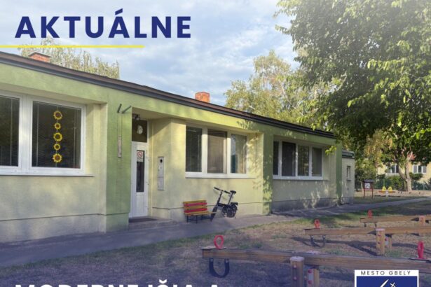 Budova materskej školy v Gbeloch počas modernizácie zameranej na úsporu energií.