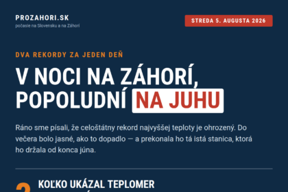 Infografika: Slovensko prekonalo rekord najvyššej teploty, 41,4 °C v Kamenici nad Hronom, 5. augusta 2026