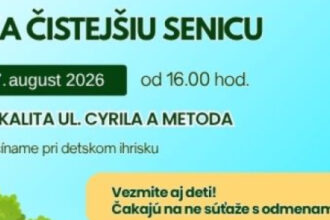 Ľudia pri spoločnom upratovaní v meste, pri detskom ihrisku a zelenej lokalite.