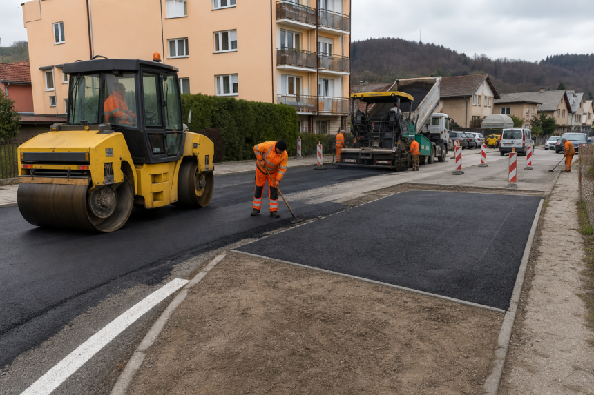 Oprava miestnej cesty a odstavnej plochy v meste