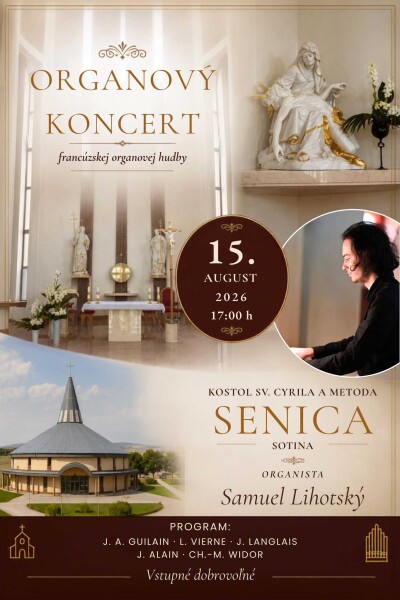 Plagát na organový koncert vo farskom kostole v Senici.