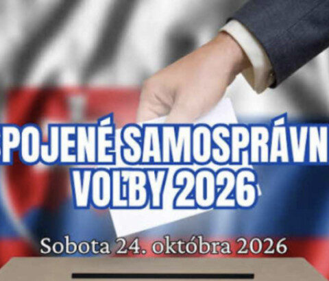 Plagát o spojených samosprávnych voľbách 2026 v Senici s dátumom 24. októbra 2026.