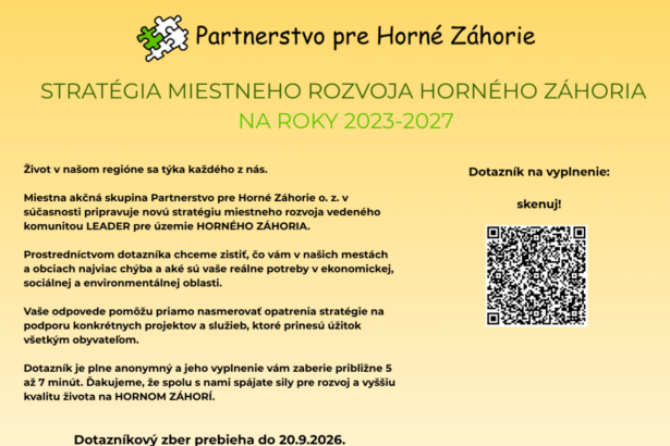 Plagát o zbieraní podnetov do rozvojovej stratégie Horného Záhoria