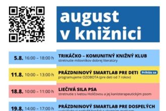 Plagát s augustovým programom Záhorskej knižnice v Senici.
