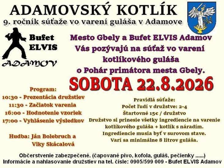 Plagát súťaže Adamovský kotlík pri Adamovských jazerách