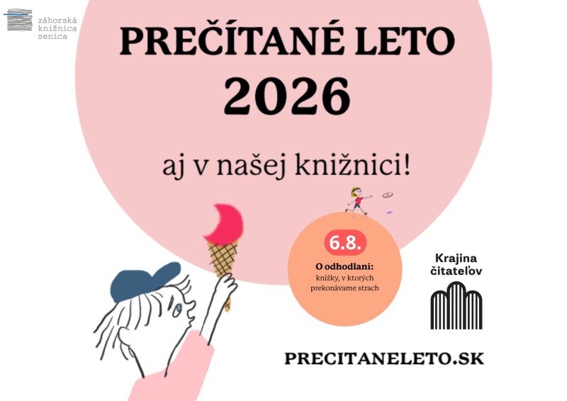 Plagát Záhorskej knižnice v Senici k podujatiu Prečítané leto 2026 s témou O odhodlaní.