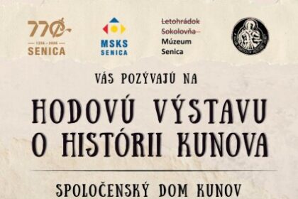 Pozvánka na hodovú výstavu o histórii Kunova v Spoločenskom dome Kunov.