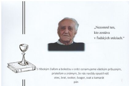 Smútočné oznámenie o úmrtí Ing. Drahomíra Čermáka zo Skalice.