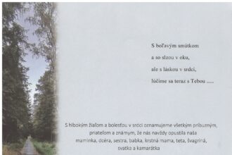 Smútočné oznámenie o úmrtí Viery Chocholáčkovej zo Skalice.