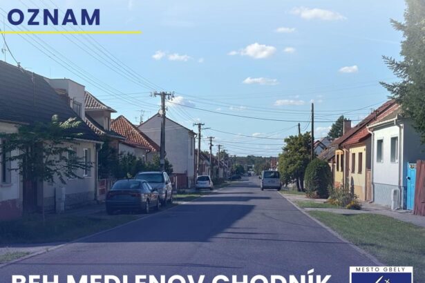Oznam mesta Gbely o behu Medlenov chodník a žiadosti o uvoľnenie ulíc od zaparkovaných vozidiel