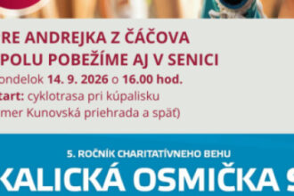 Plagát k charitatívnemu behu v Senici pre Andrejka z Čáčova.