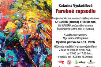 Plagát k výstave Kataríny Vyskočilovej Farebné rapsodie v Senici.