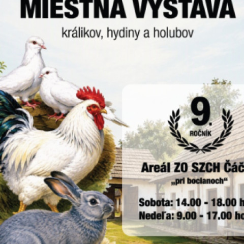 Plagát miestnej výstavy králikov, hydiny a holubov v Čáčove