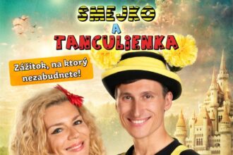 Plagát na predstavenie Smejko a Tanculienka v Dome kultúry v Gbeloch s dátumom 18. októbra 2026.