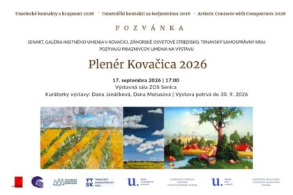 Pozvánka na vernisáž výstavy Plenér Kovačica 2026 v Senici.