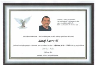 Smútočné parte Juraja Lavroviča zo Skalice s informáciou o poslednej rozlúčke.