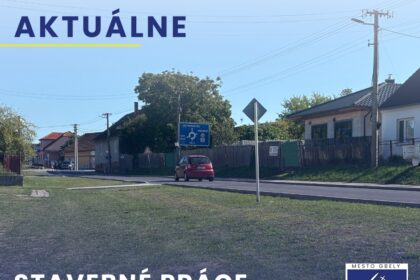Stavebné práce na ulici v meste Gbely